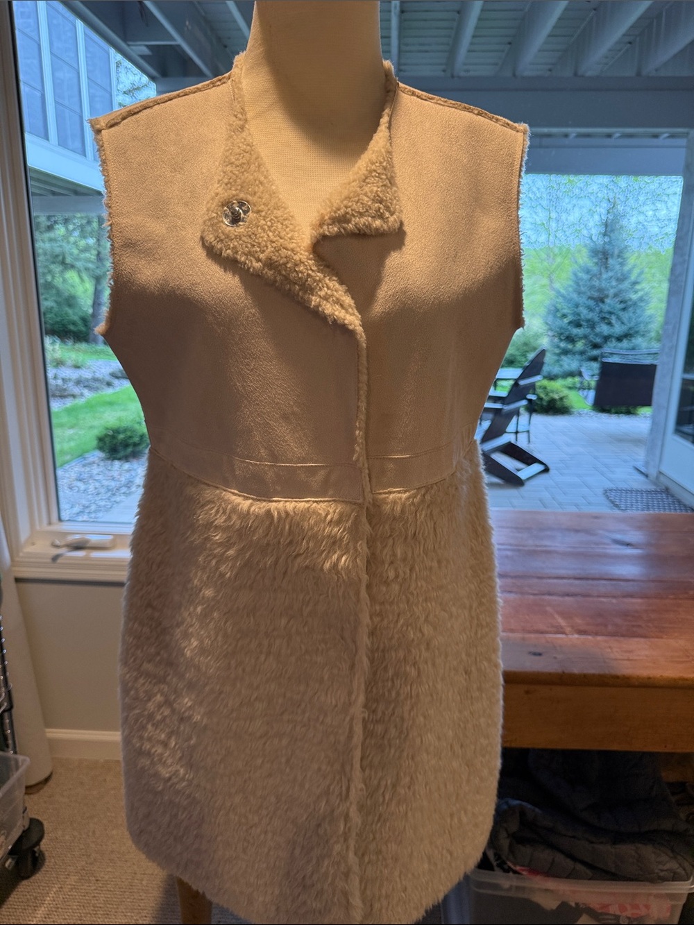 dylan Cream Faux Shearling Sleeveless Vest